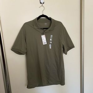 Olive Green Uniqlo Dry Pique Short Sleeve Polo